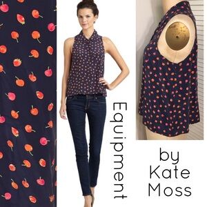 Equipment Navy Cherry Print Blouse